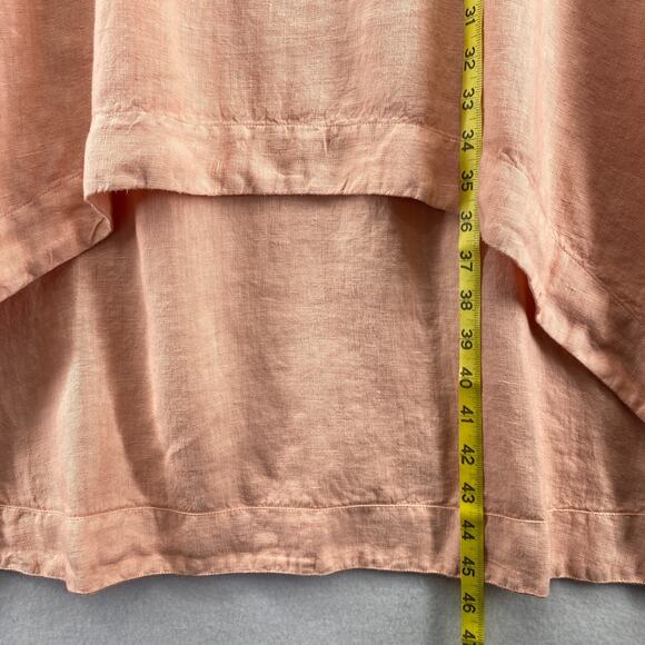 MAGIC LINEN Dress L Shift Royal Toscana Linen Sleeveless High Low Midi Peach - Picture 11 of 13